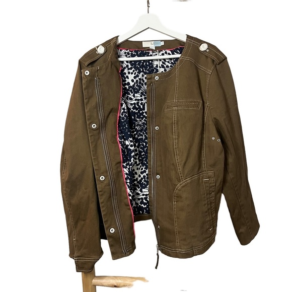 Boden brown khaki zip up Utility jacket women’s 18 cotton stretch - Picture 6 of 11